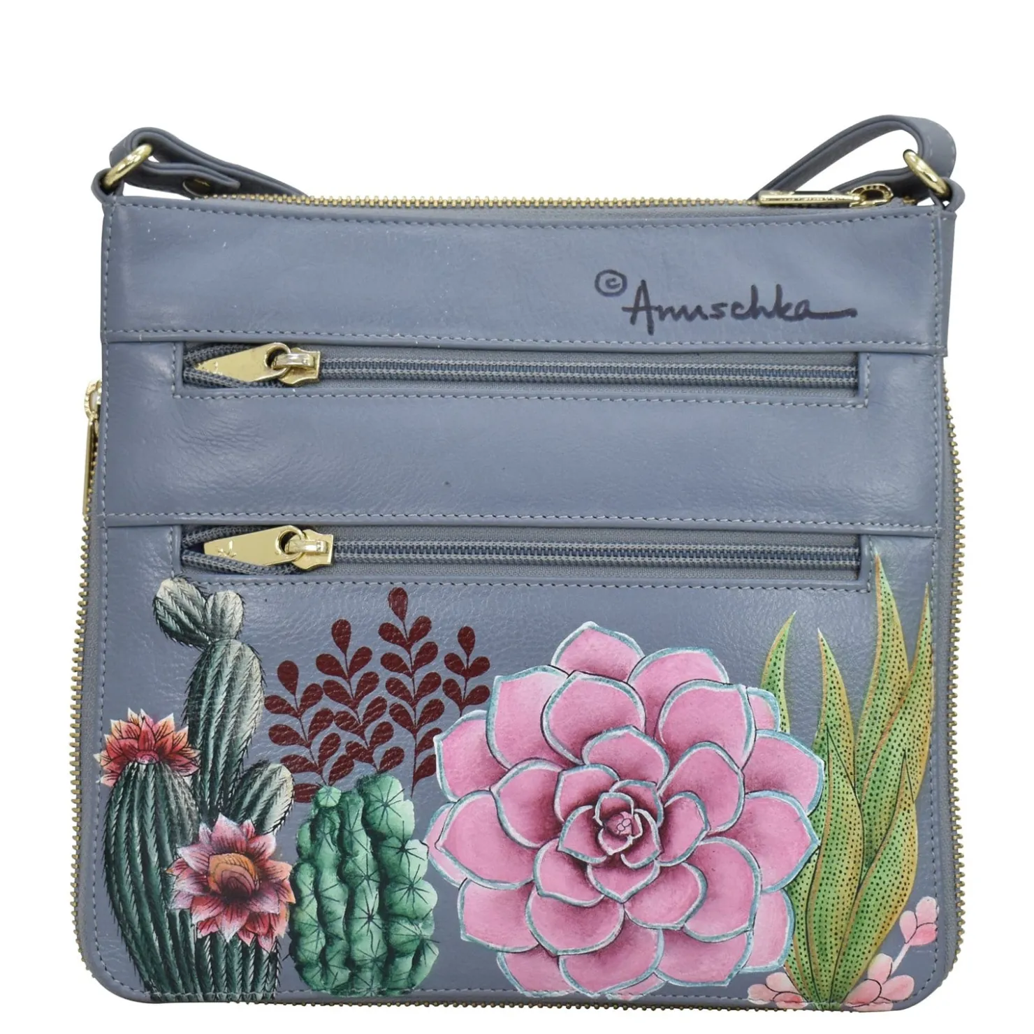 Handbags*Anuschka , Expandable Travel Crossbody Desert Garden