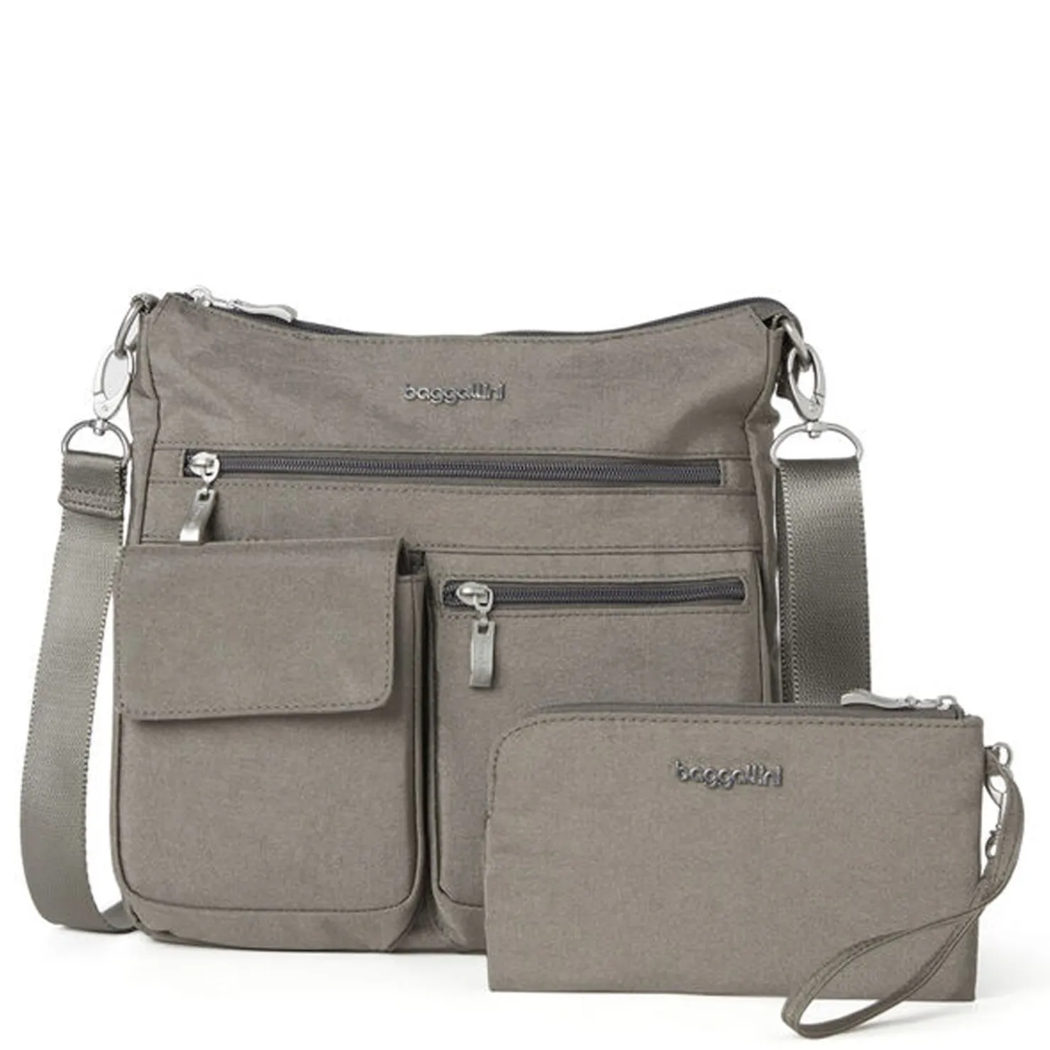 Handbags*Baggallini Inc Baggallini, Modern Everywhere Slim Handbag Sterling Shimmer
