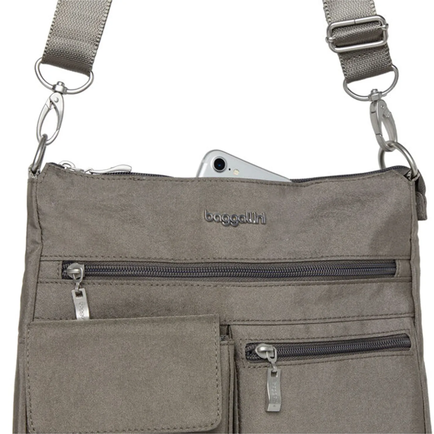 Handbags*Baggallini Inc Baggallini, Modern Everywhere Slim Handbag Sterling Shimmer