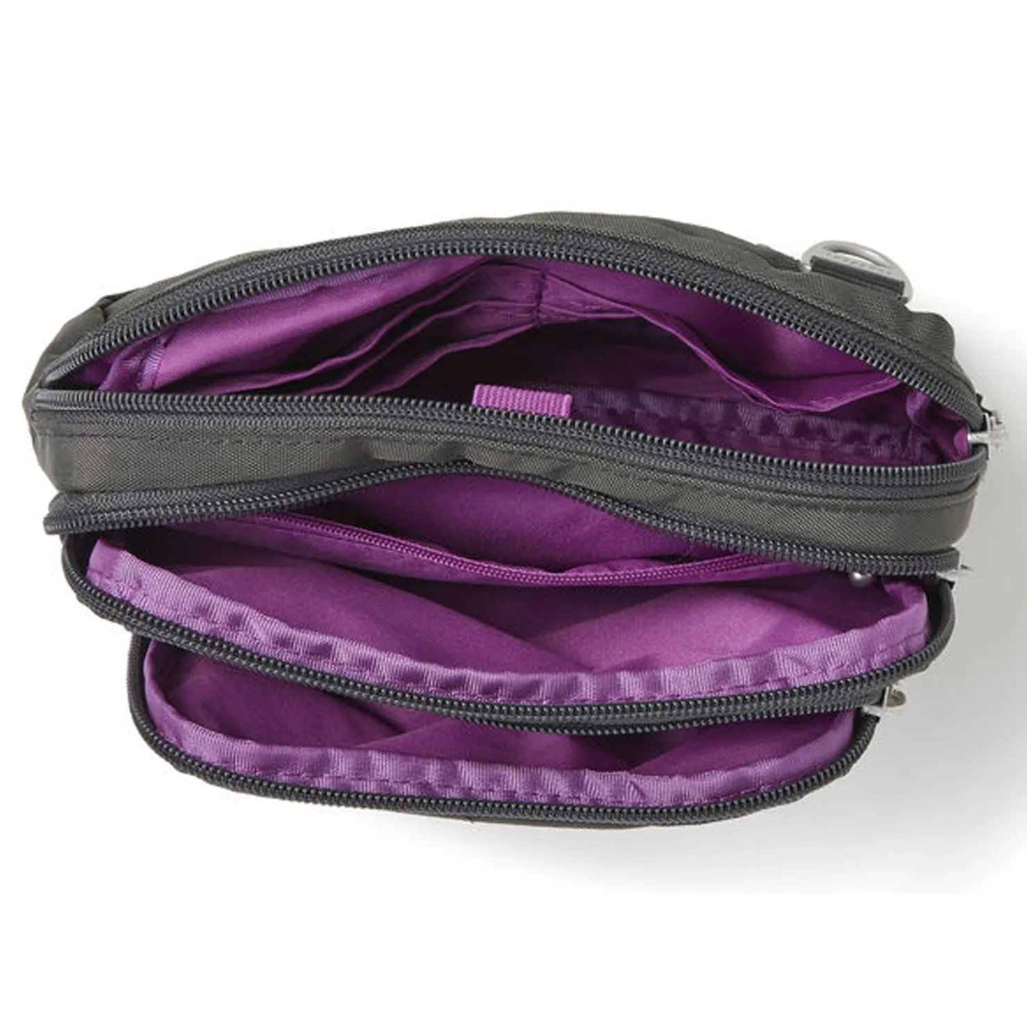 Handbags*Baggallini Inc Baggallini, Triple Zip Bagg Charcoal