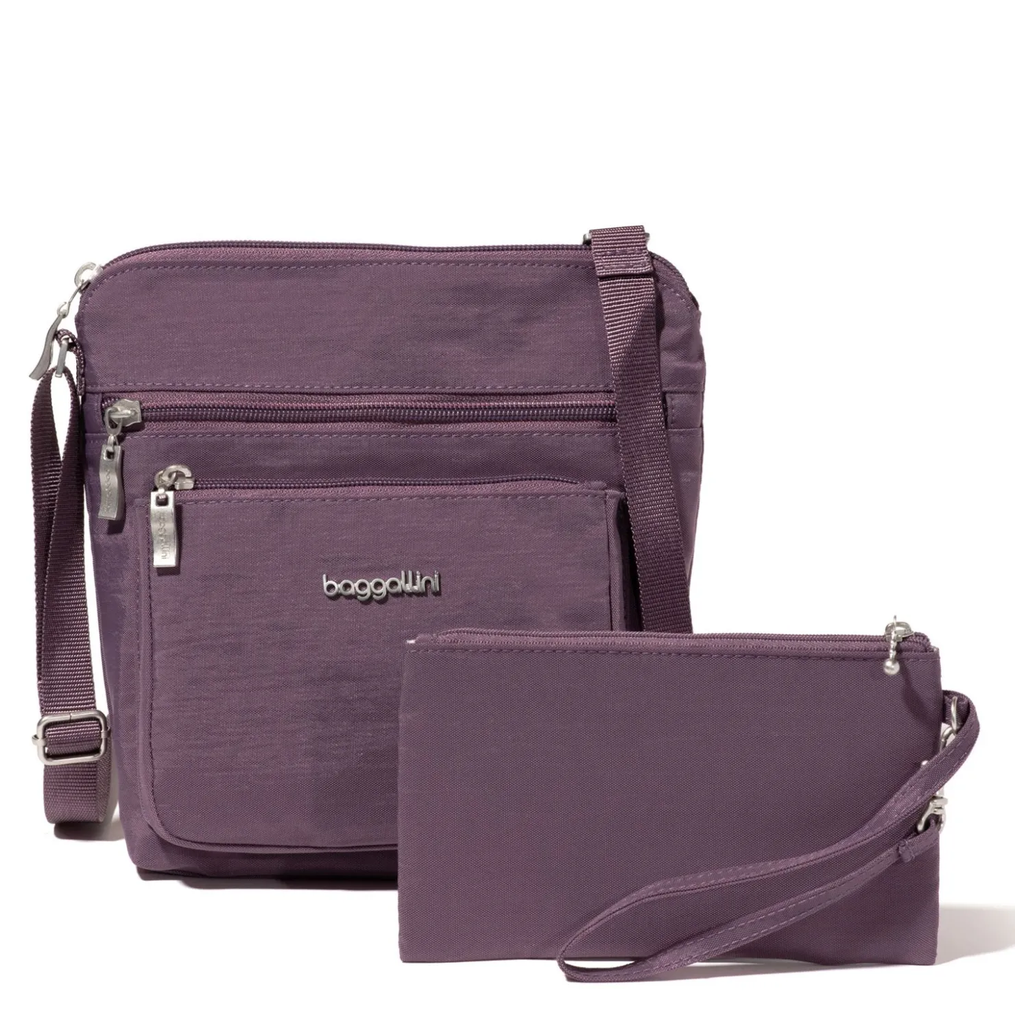 Handbags*Baggallini Inc Baggilini, Pocket Crossbody With RFID Wristlet Misty Purple