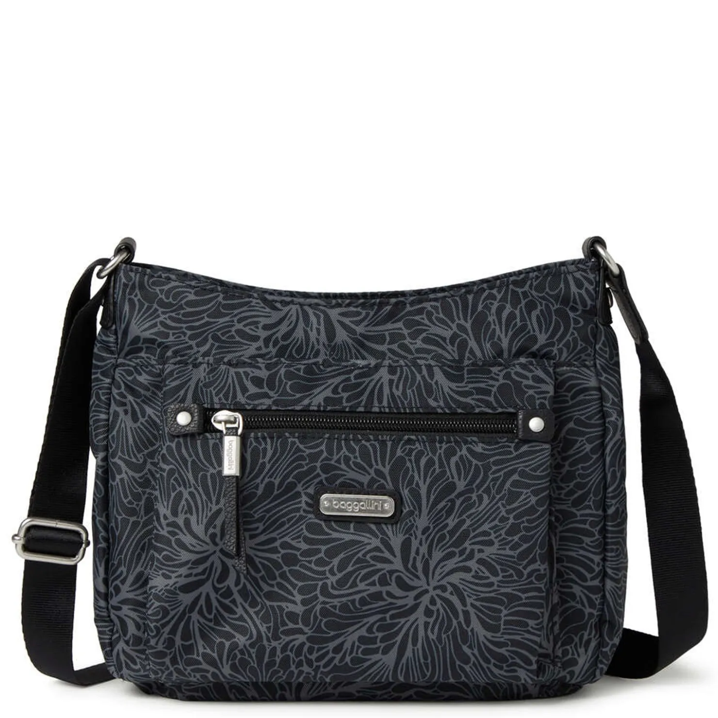 Handbags*Baggallini Baggilini, Uptown Bagg with RFID Phone Wristlet Midnight Blossom
