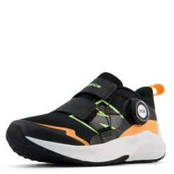 Sneakers & Athletic*New Balance Boy's , Fuel Core Reveal v4 Sneaker - Little Kid Black/Bleached Lime Glo/Hot Mango