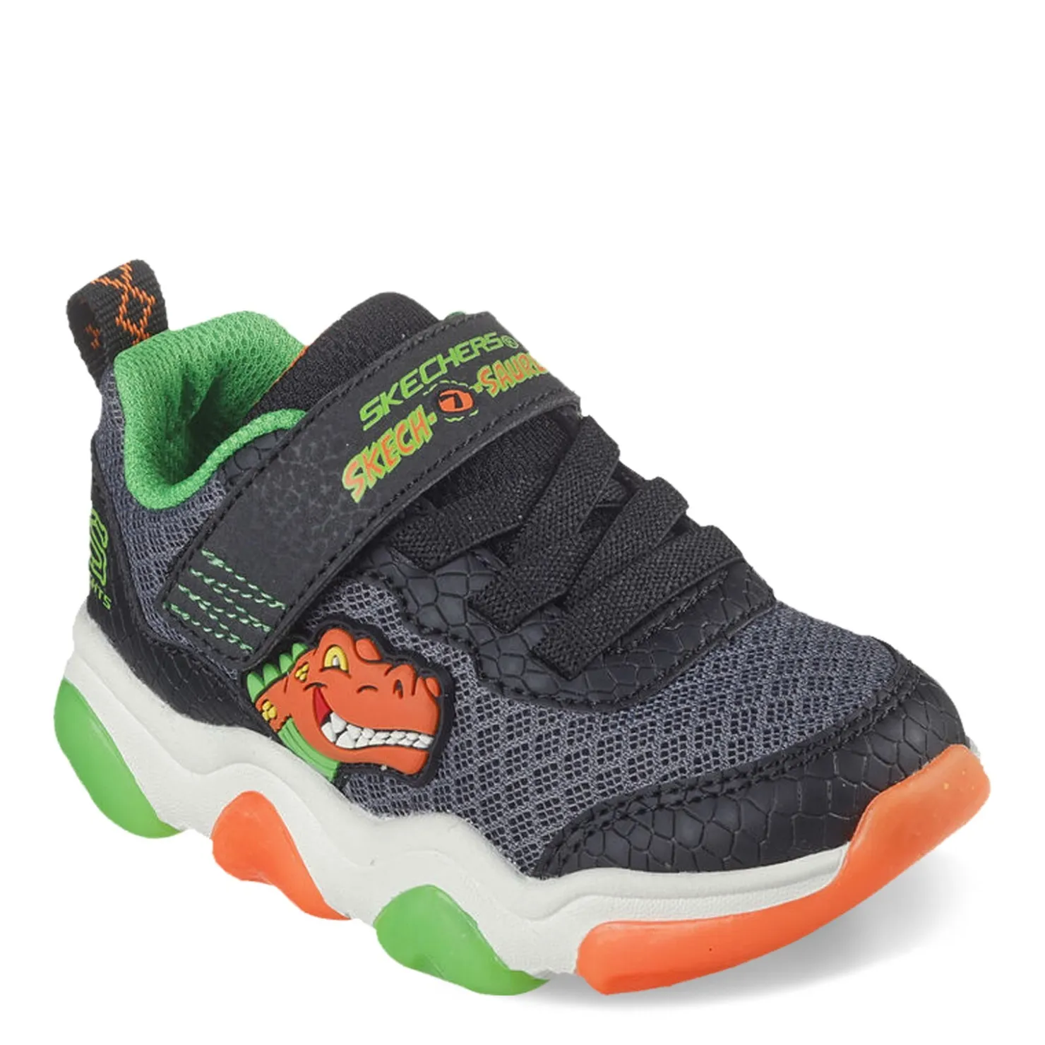 Sneakers & Athletic*Skechers Boy's , Mighty Glow 2.0 - Dino-Bolt Sneaker - Toddler Black/Orange/Green