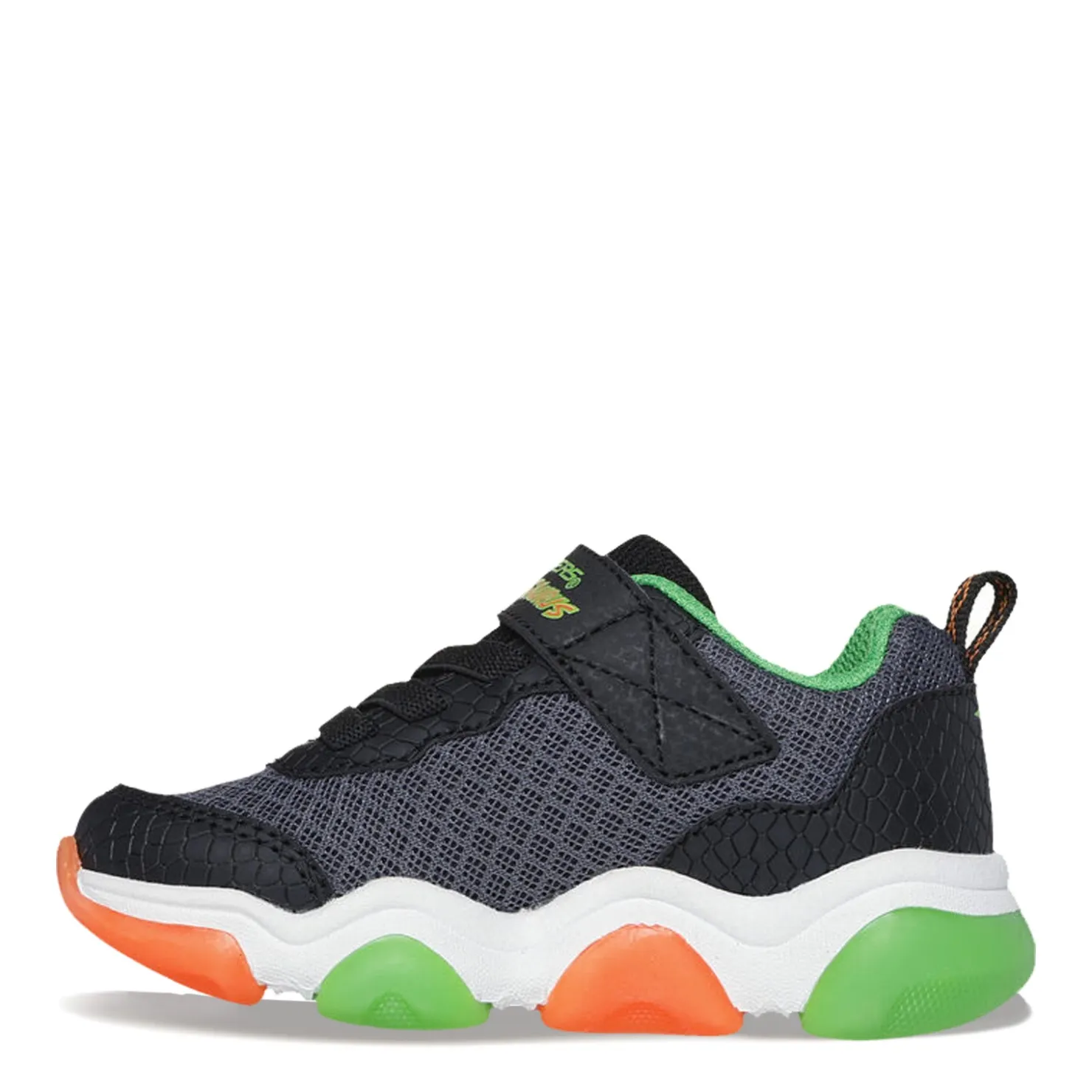 Sneakers & Athletic*Skechers Boy's , Mighty Glow 2.0 - Dino-Bolt Sneaker - Toddler Black/Orange/Green