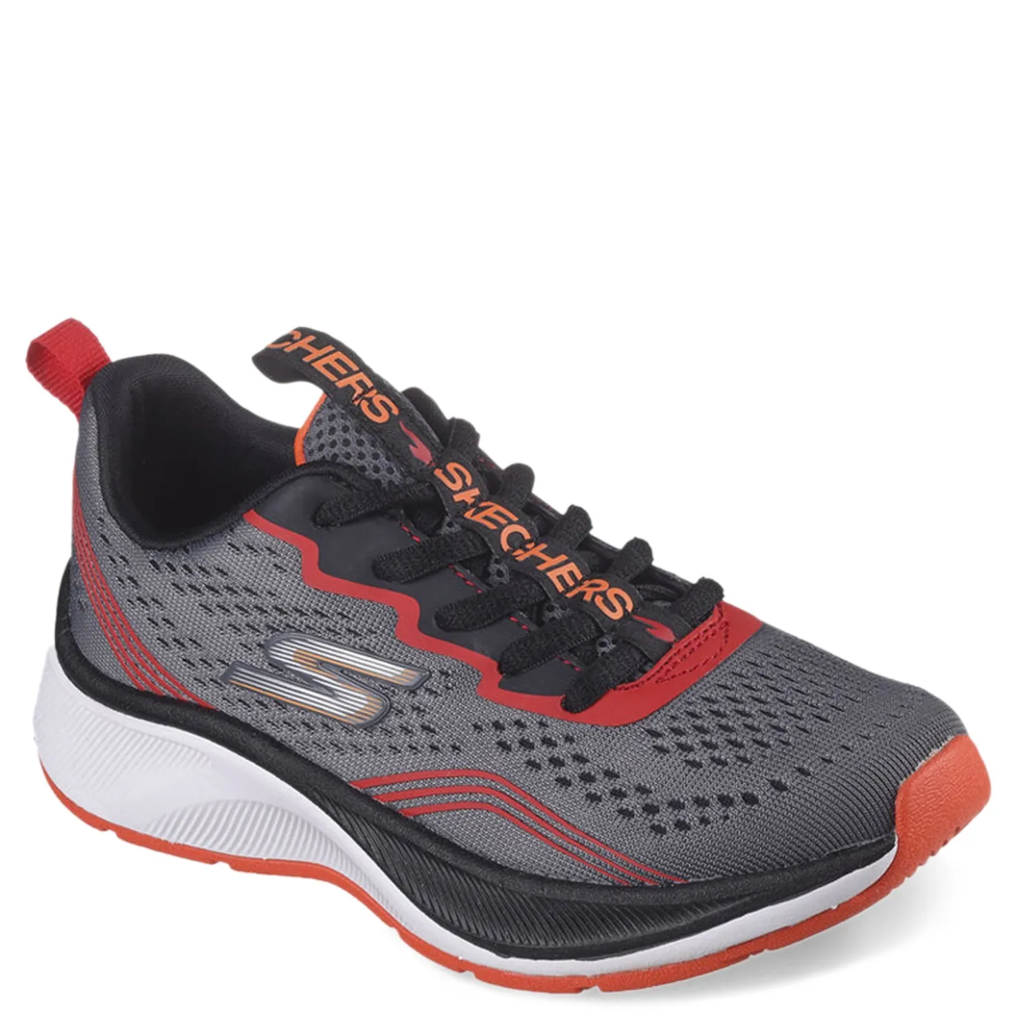 Big Kid (3.5-7)*Skechers Boy’s , Elite Sport - Push-Pace – Little Kid & Big Kid Charcoal/Red/Orange