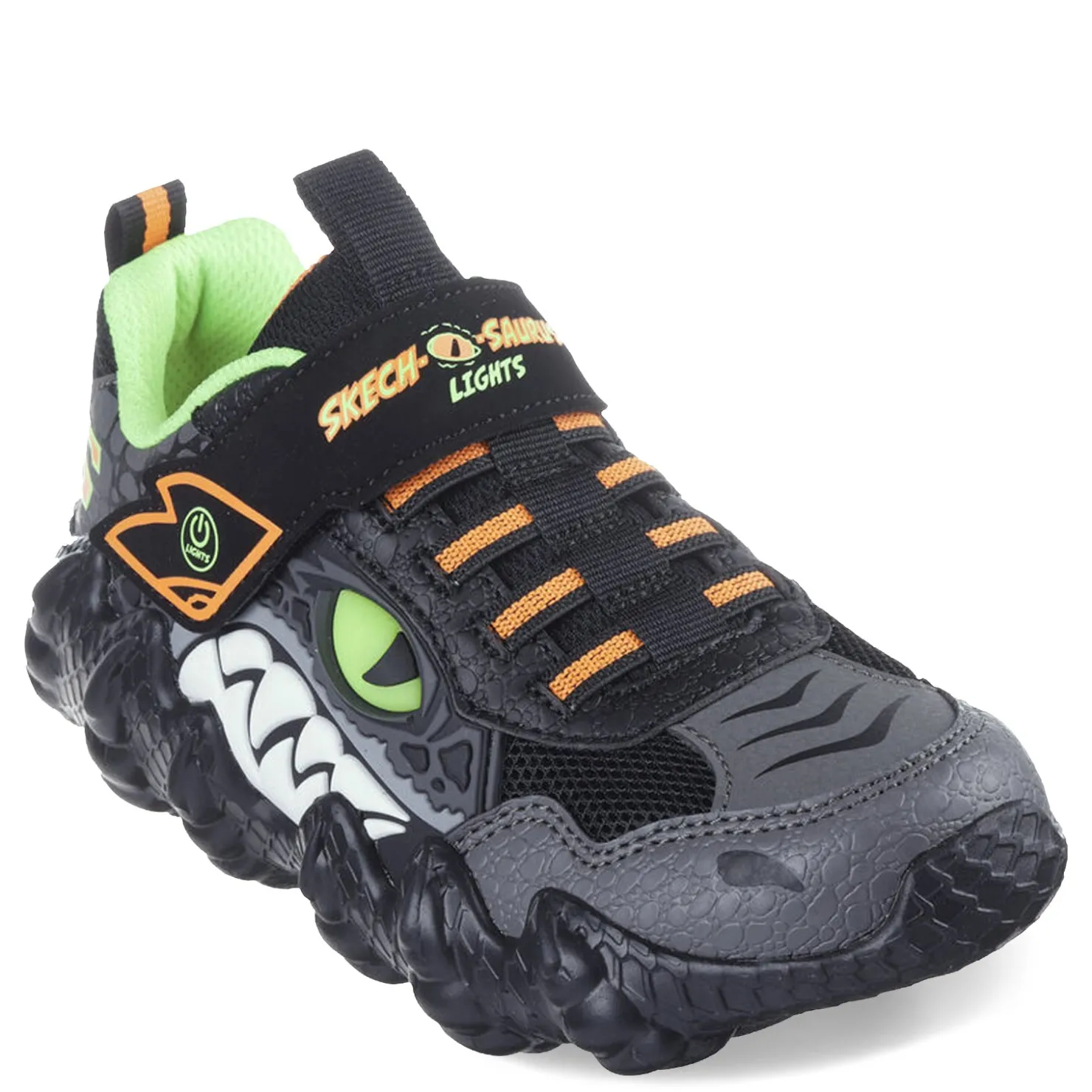 Little Kid (10.5-3)*Skechers Boy's , Skech-O-Saurus - Rapid-Dino Sneaker - Little Kid Black/Lime/Orange