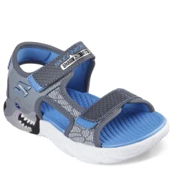 Sandals*Skechers Boy's , S-Lights: Creature-Splash Sandal - Little Kid Charcoal/Blue/Gray