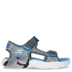 Sandals*Skechers Boy's , S-Lights: Creature-Splash Sandal - Little Kid Charcoal/Blue/Gray