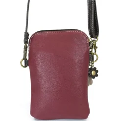 Handbags*Chala , Ivory Paw Print Cell Phone Crossbody Burgundy