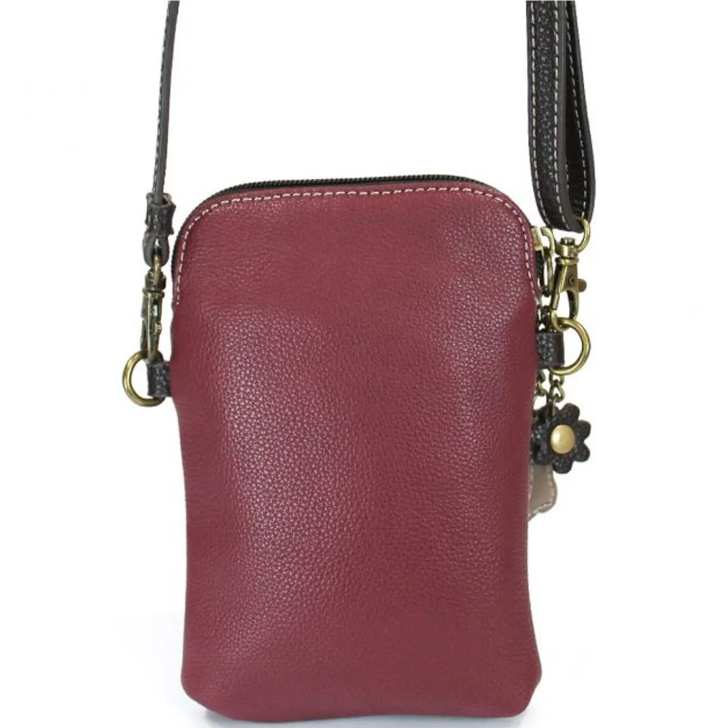 Handbags*Chala , Ivory Paw Print Cell Phone Crossbody Burgundy