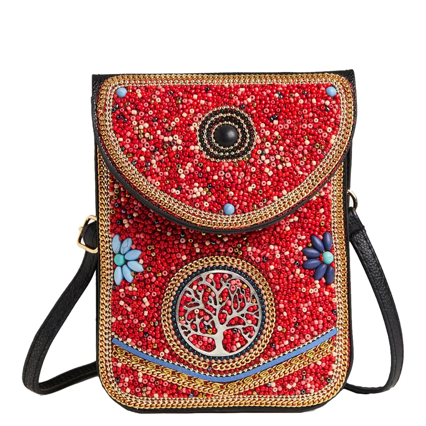Handbags*Coco & Carmen , Artisan Beaded Crossbody Tree Of Life