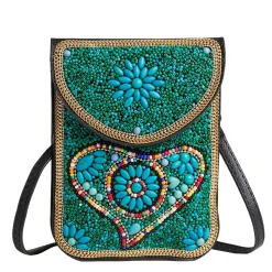 Handbags*Coco & Carmen , Artisan Beaded Crossbody Heart