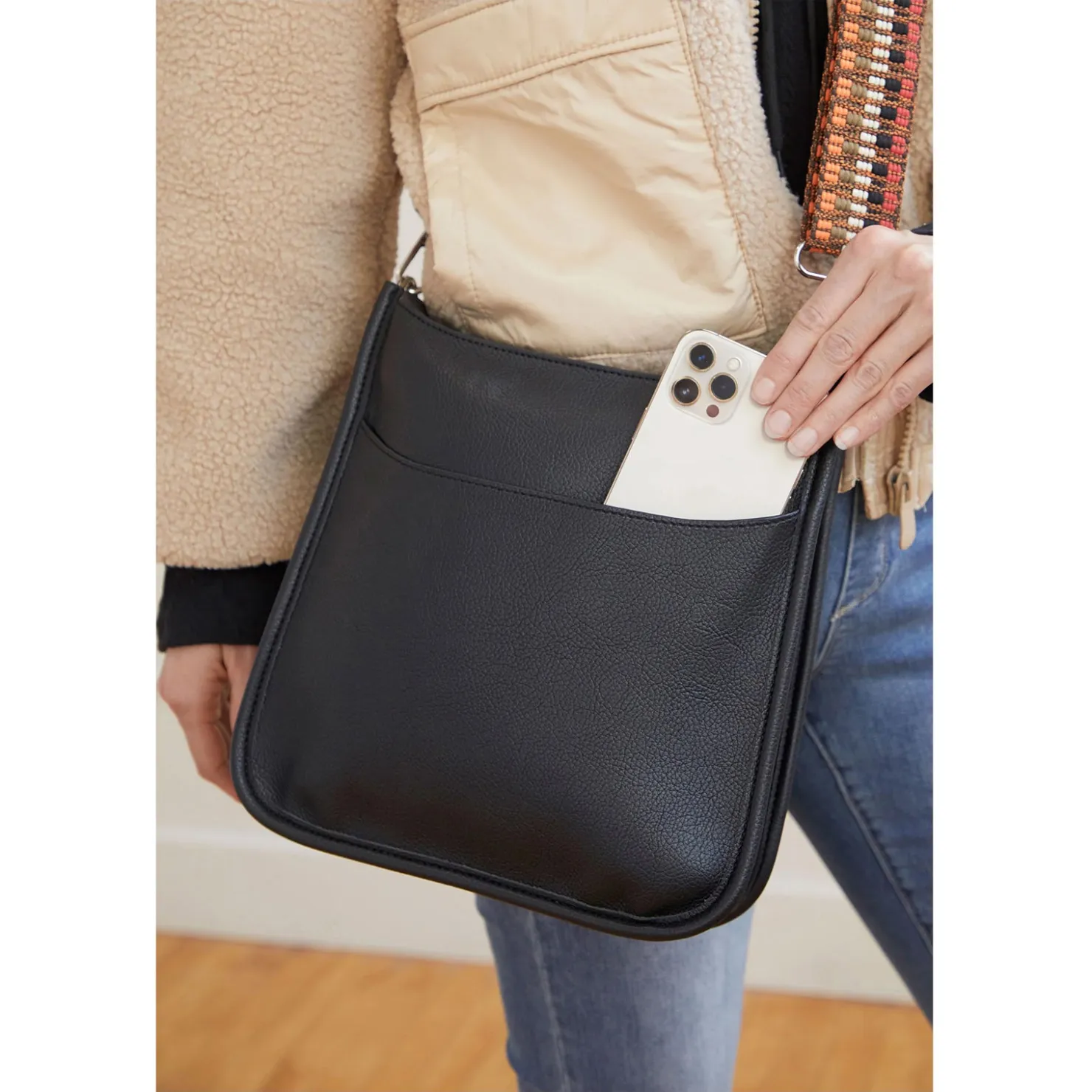 Handbags*Coco & Carmen , Mini Alma Zip Top Messenger Black