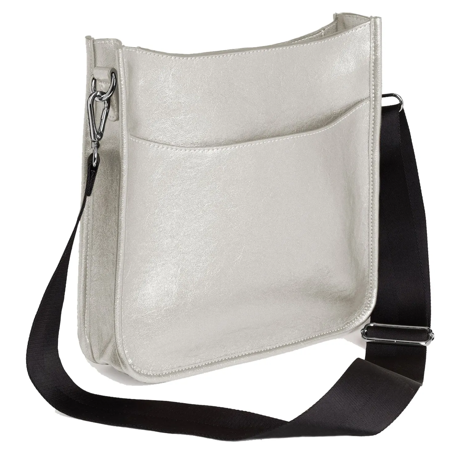 Handbags*Coco & Carmen , Mini Alma Zip Top Messenger Silver