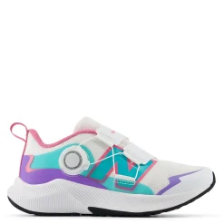 Sneakers & Athletic*New Balance Girl's , Fuel Core Reveal v4 Sneaker - Little Kid White/Purple Crush/Cyber Jade