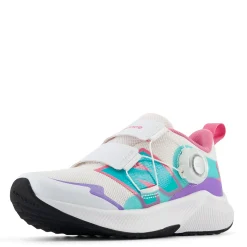 Sneakers & Athletic*New Balance Girl's , Fuel Core Reveal v4 Sneaker - Little Kid White/Purple Crush/Cyber Jade