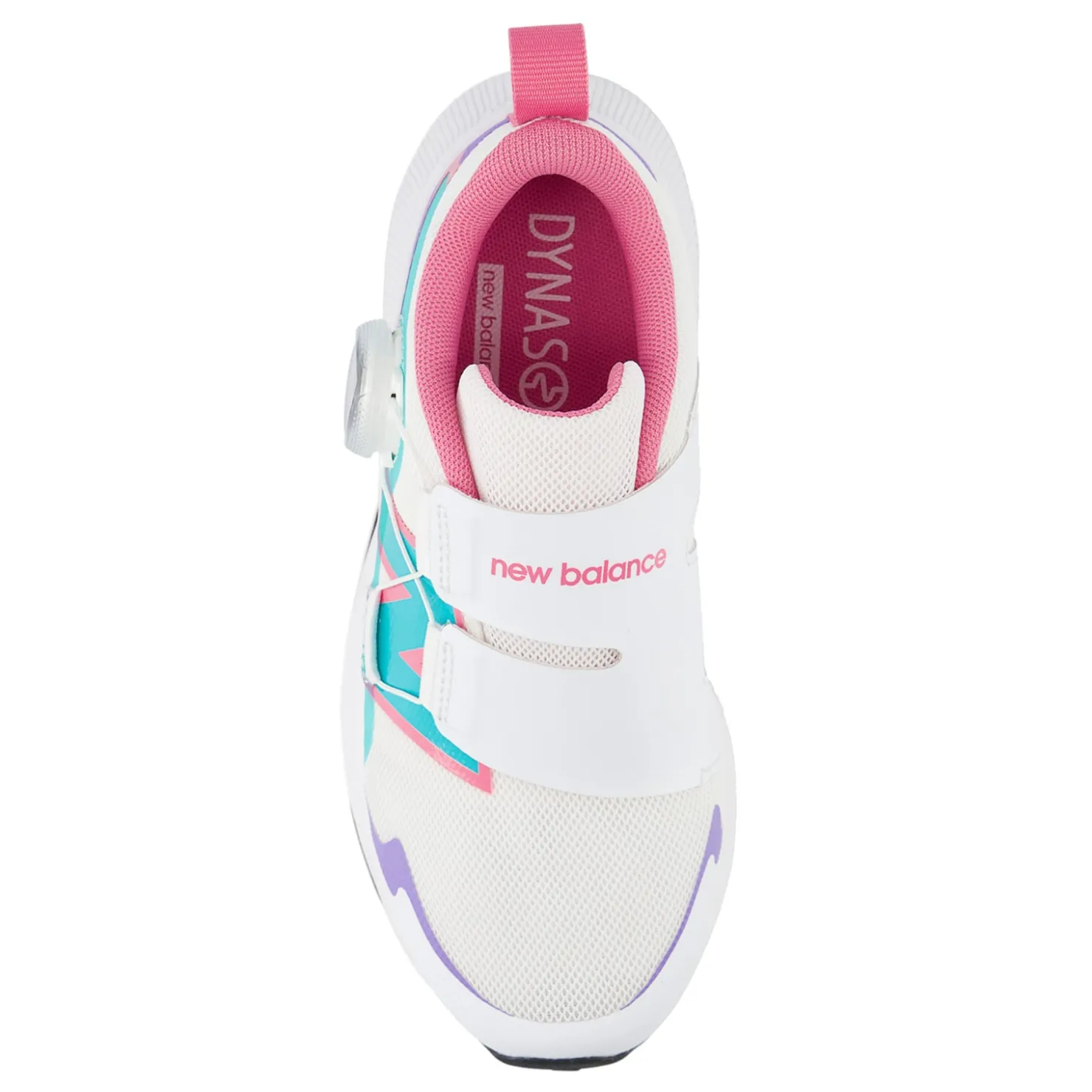 Sneakers & Athletic*New Balance Girl's , Fuel Core Reveal v4 Sneaker - Little Kid White/Purple Crush/Cyber Jade