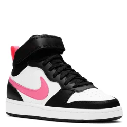 Sneakers & Athletic*Nike Girl's , Court Borough Mid 2 Sneaker - Big Kid Black/Sunset Pulse-White