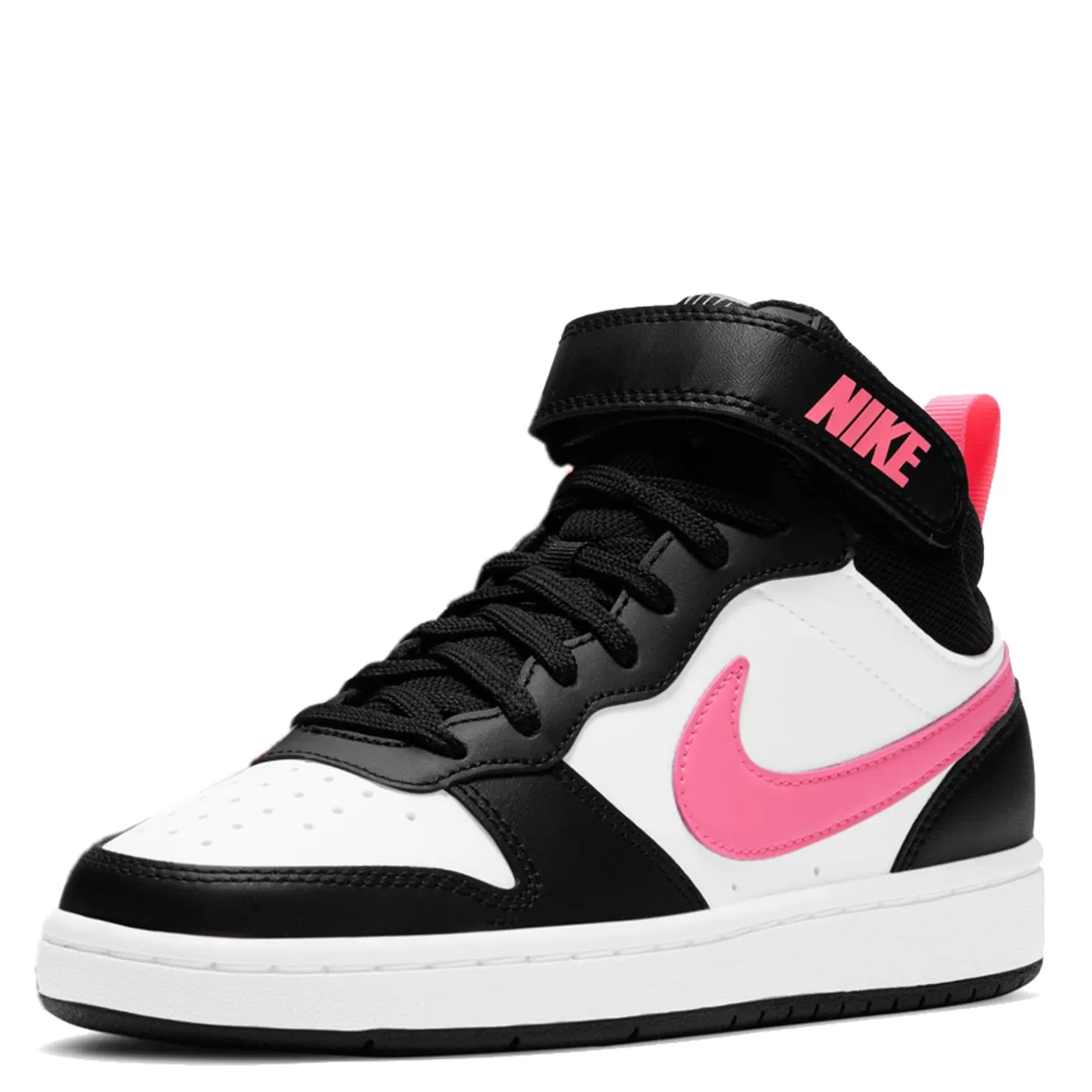 Sneakers & Athletic*Nike Girl's , Court Borough Mid 2 Sneaker - Big Kid Black/Sunset Pulse-White