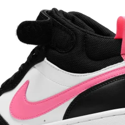 Sneakers & Athletic*Nike Girl's , Court Borough Mid 2 Sneaker - Big Kid Black/Sunset Pulse-White