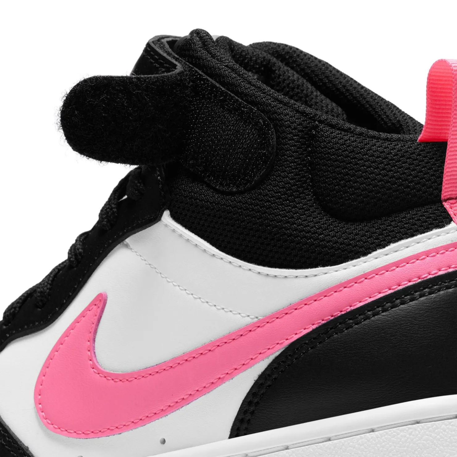 Sneakers & Athletic*Nike Girl's , Court Borough Mid 2 Sneaker - Big Kid Black/Sunset Pulse-White