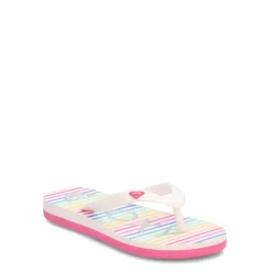 Sandals*Roxy Girl's , Tahiti VII Sandal - Little Kid & Big Kid White Pink Turquoise