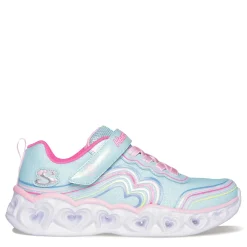 Little Kid (10.5-3)*Skechers Girl's , Heart Lights - Retro Hearts Sneaker - Little Kid Turquoise Multi