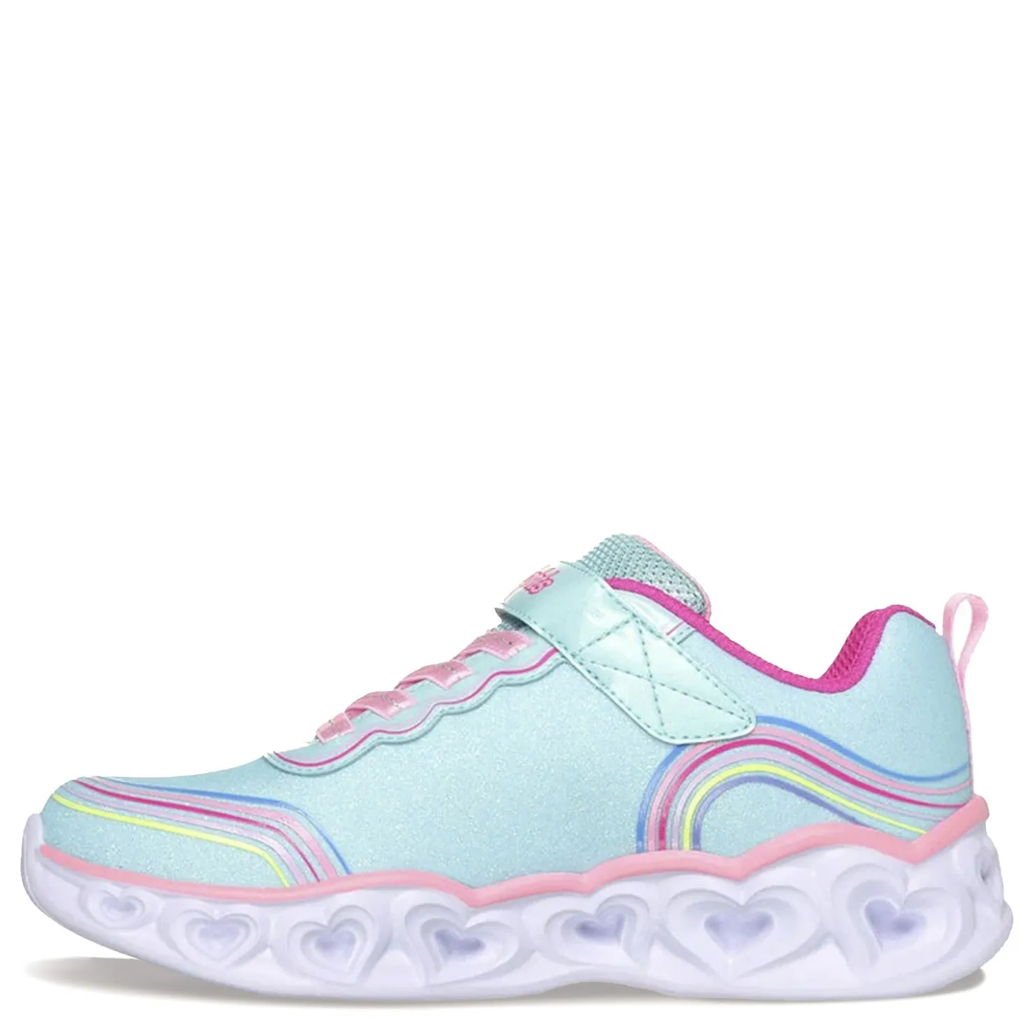 Sneakers & Athletic*Skechers Girl's , Heart Lights - Retro Hearts Sneaker - Little Kid Turquoise Multi