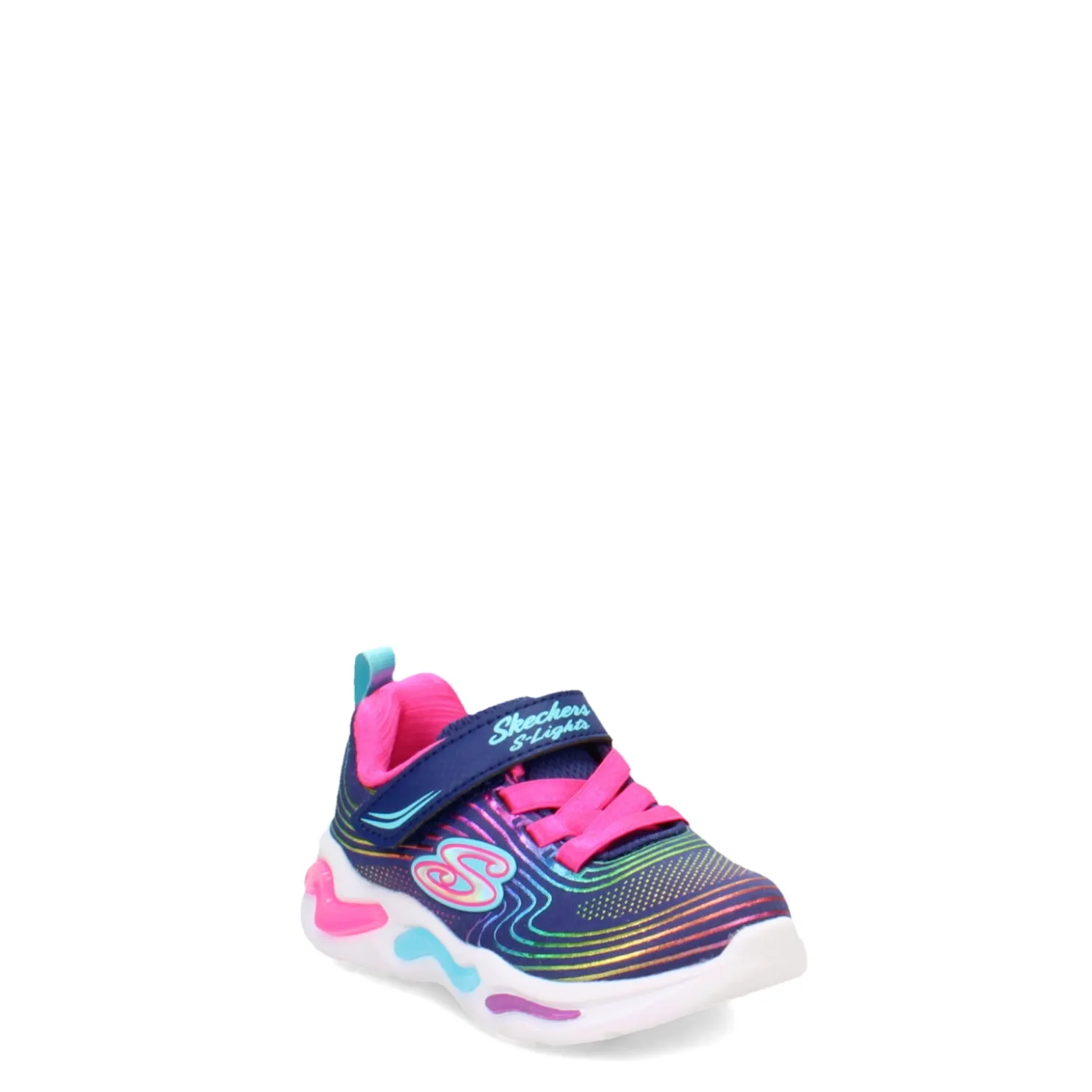 Sneakers & Athletic*Skechers Girl's , S Lights: Wavy Beams Sneaker - Toddler Navy/Multi