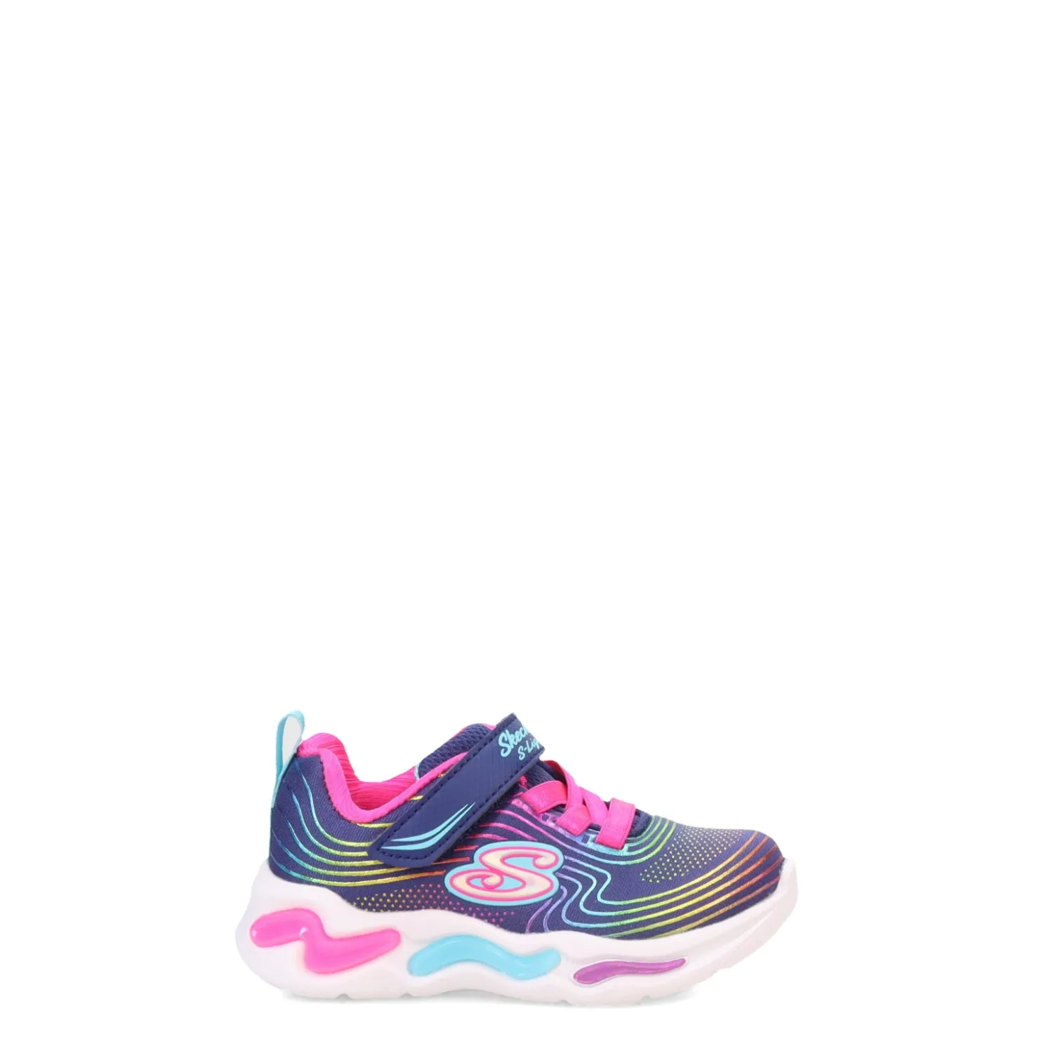 Sneakers & Athletic*Skechers Girl's , S Lights: Wavy Beams Sneaker - Toddler Navy/Multi