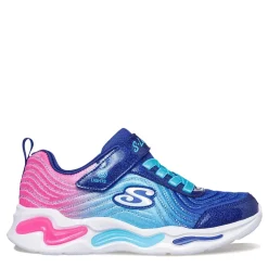 Little Kid (10.5-3)*Skechers Girl's , S-Lights: Wavy Beams - Ombre Express Sneaker - Little Kid Navy Multi