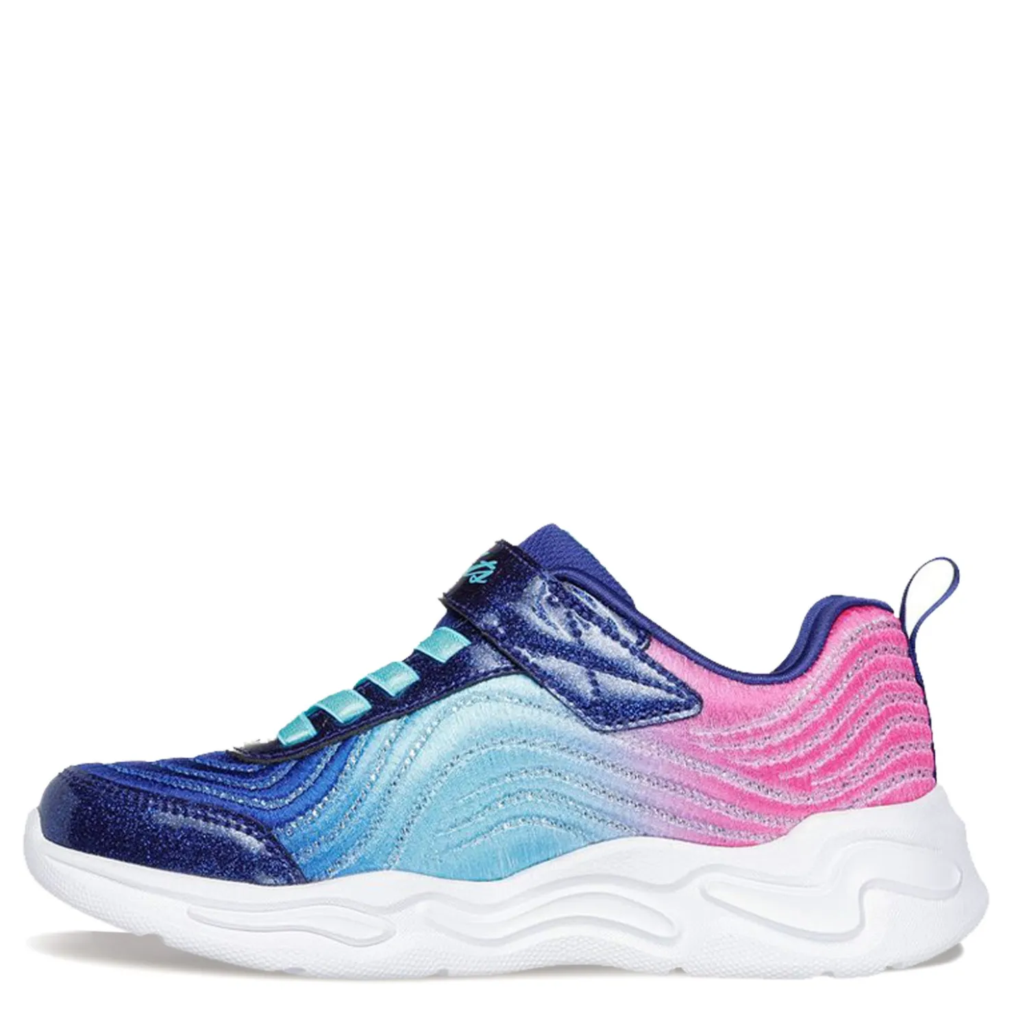 Little Kid (10.5-3)*Skechers Girl's , S-Lights: Wavy Beams - Ombre Express Sneaker - Little Kid Navy Multi