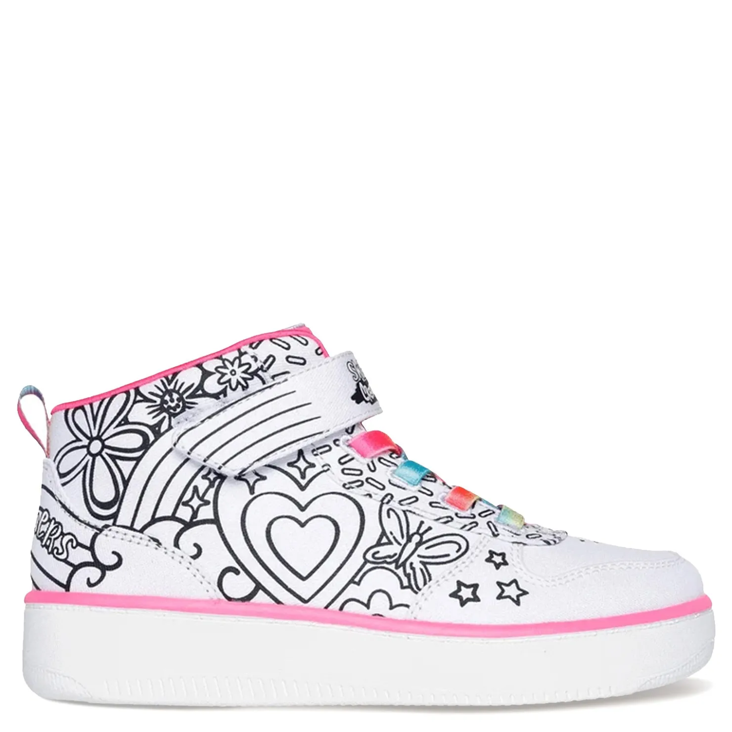 Little Kid (10.5-3)*Skechers Girl's , Sport Court 92 - Color Me Kicks Sneaker - Little Kid & Big Kid White Multi