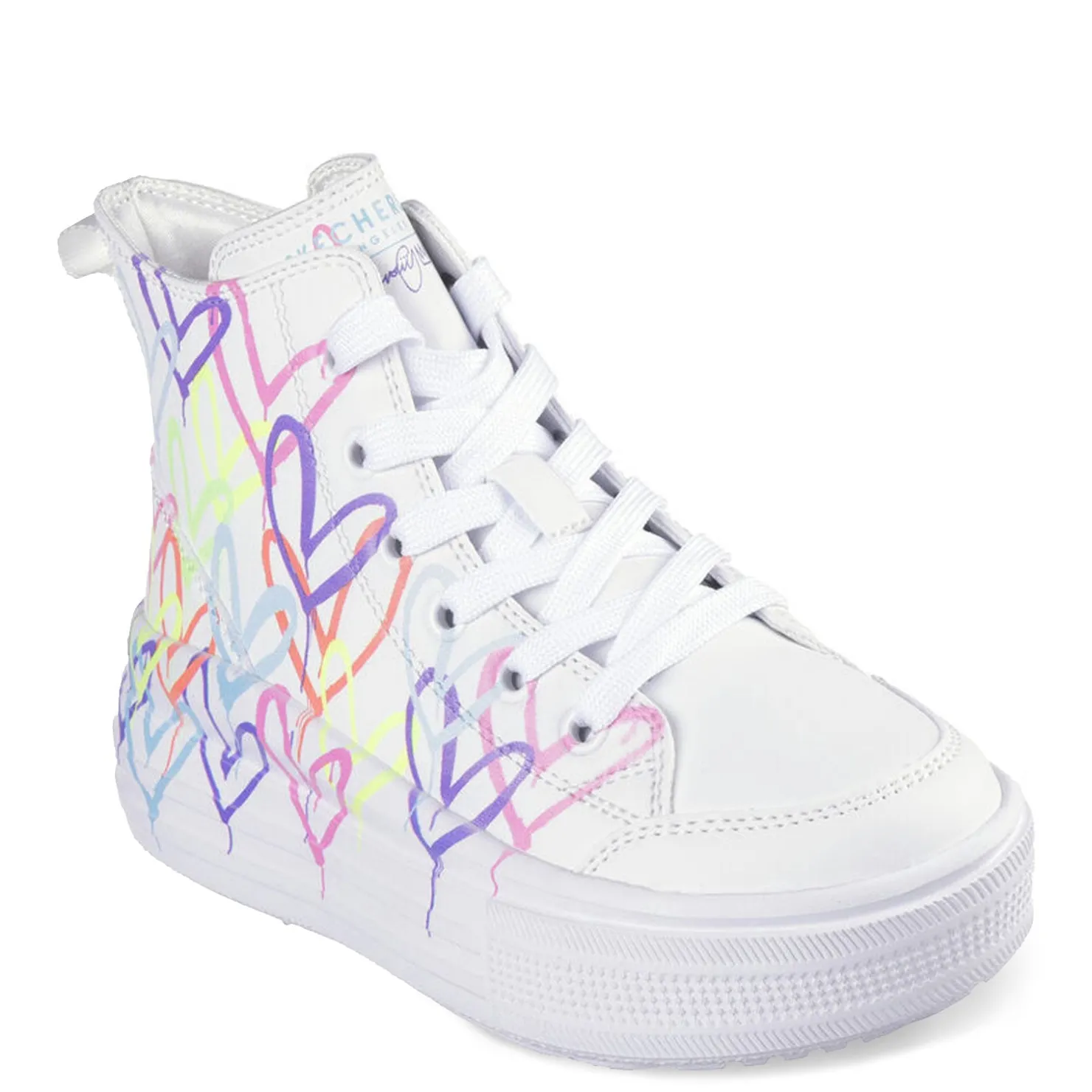 Sneakers & Athletic*Skechers Girl's Street, JGoldcrown: Hyperlift Sneaker - Little Kid & Big Kid White Multi Hearts