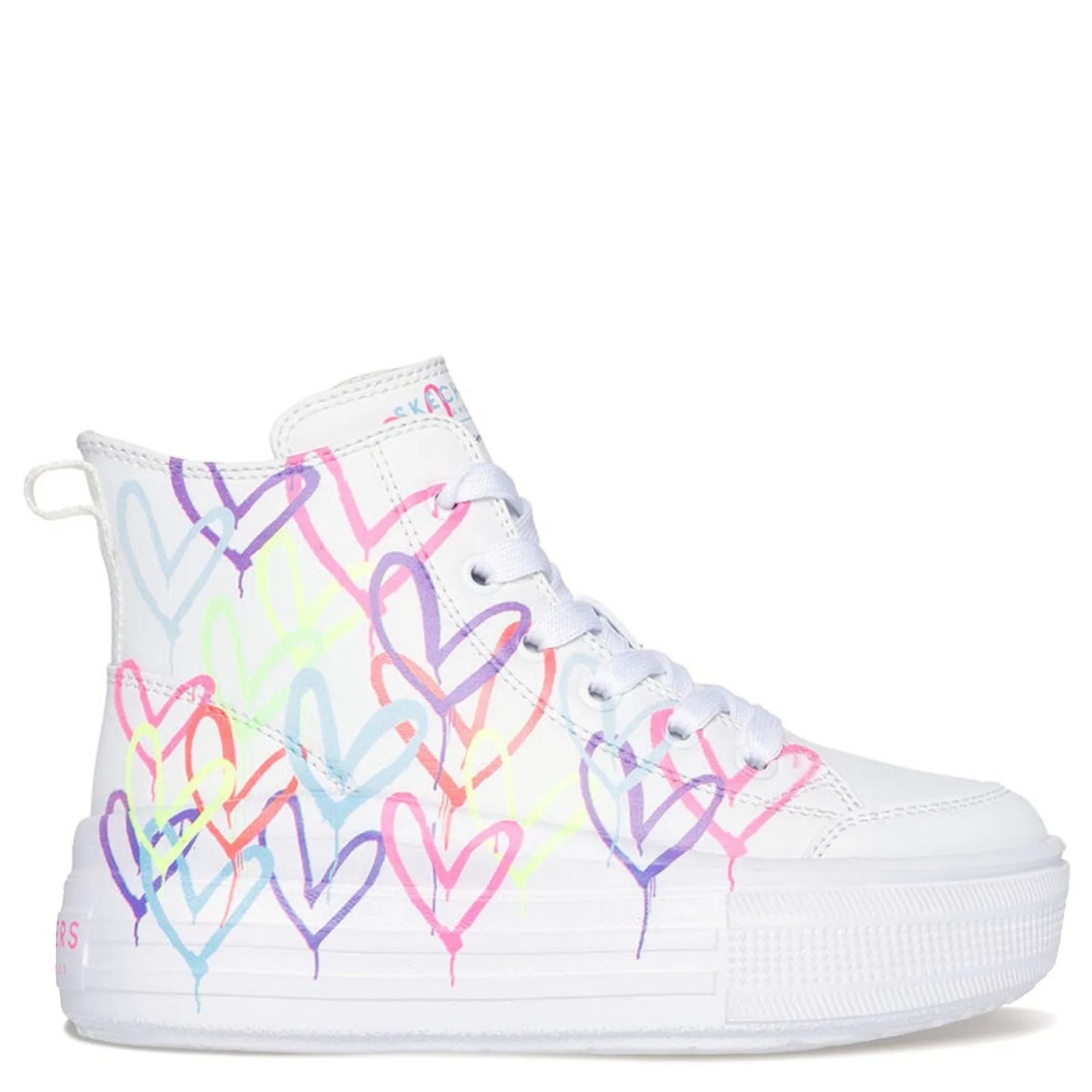 Sneakers & Athletic*Skechers Girl's Street, JGoldcrown: Hyperlift Sneaker - Little Kid & Big Kid White Multi Hearts