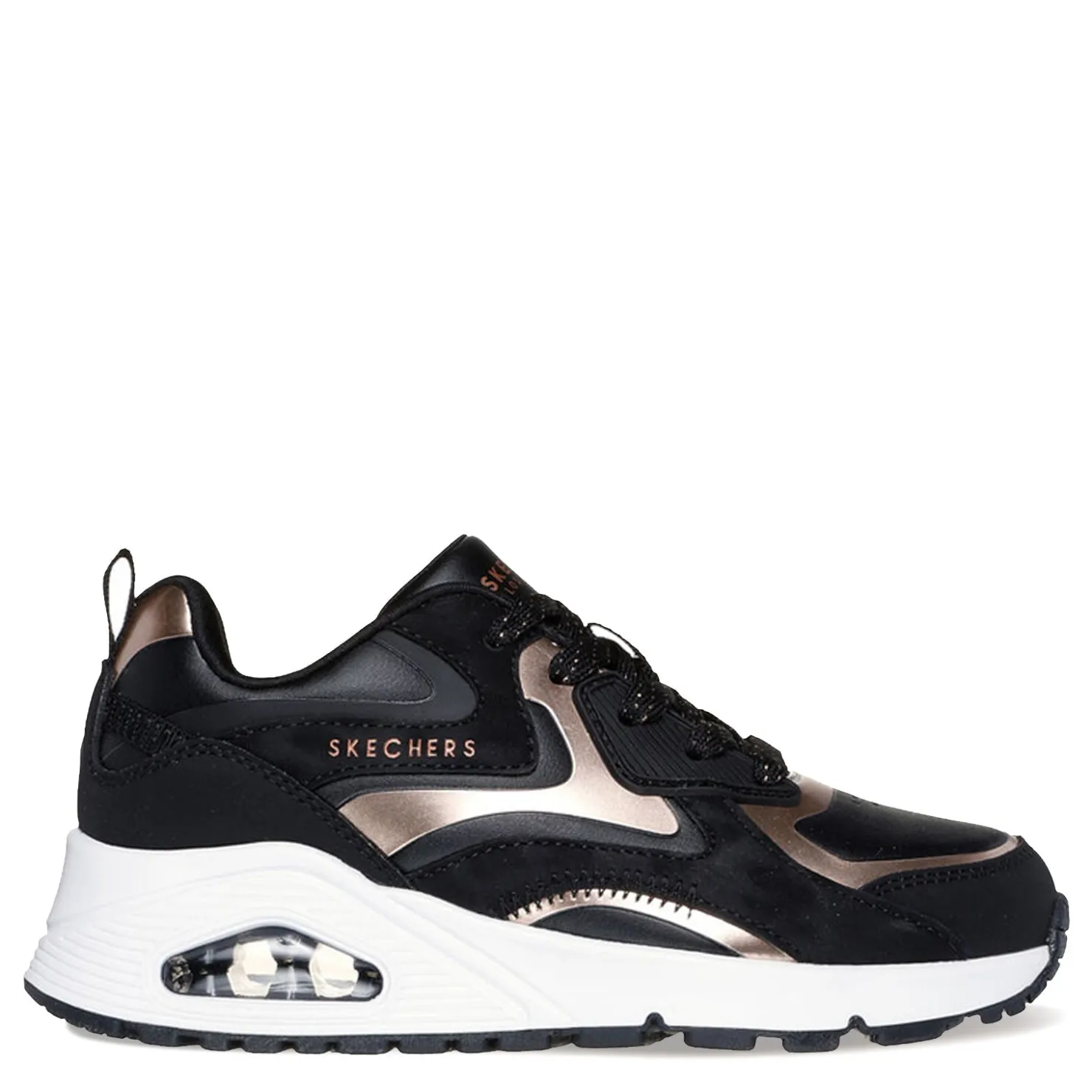 Sneakers & Athletic*Skechers Girl's Street, Uno Gen1 - Color Surge Sneaker – Little Kid & Big Kid Black/Rose Gold