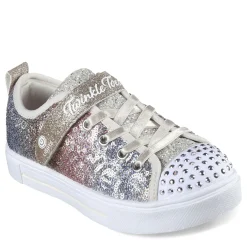 Little Kid (10.5-3)*Skechers Girl's , Twinkle Toes: Twinkle Sparks - Sequin Flash Sneaker - Little Kid Silver / Gold