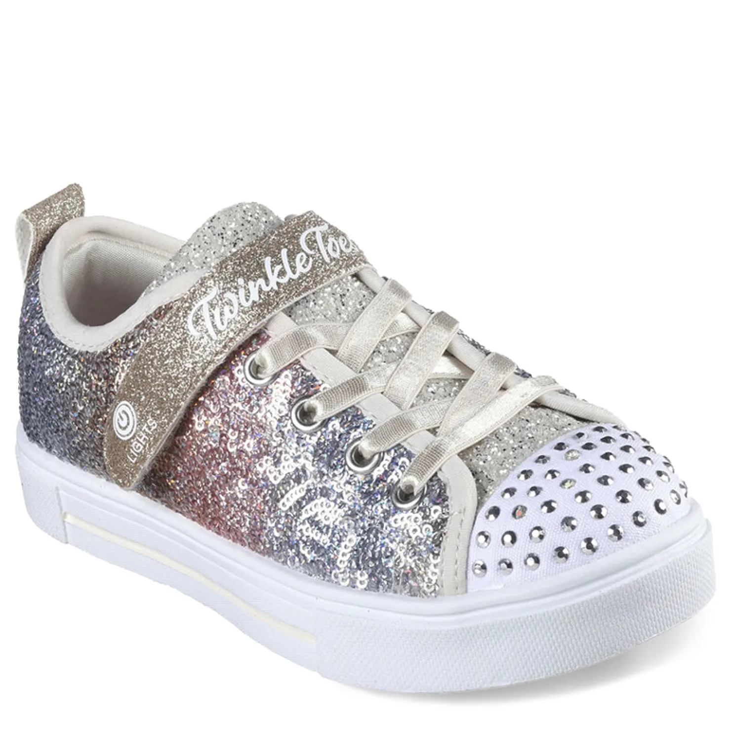 Sneakers & Athletic*Skechers Girl's , Twinkle Toes: Twinkle Sparks - Sequin Flash Sneaker - Little Kid Silver / Gold