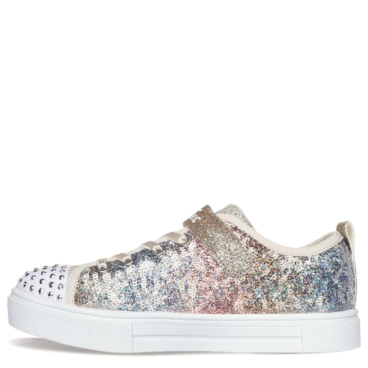 Sneakers & Athletic*Skechers Girl's , Twinkle Toes: Twinkle Sparks - Sequin Flash Sneaker - Little Kid Silver / Gold