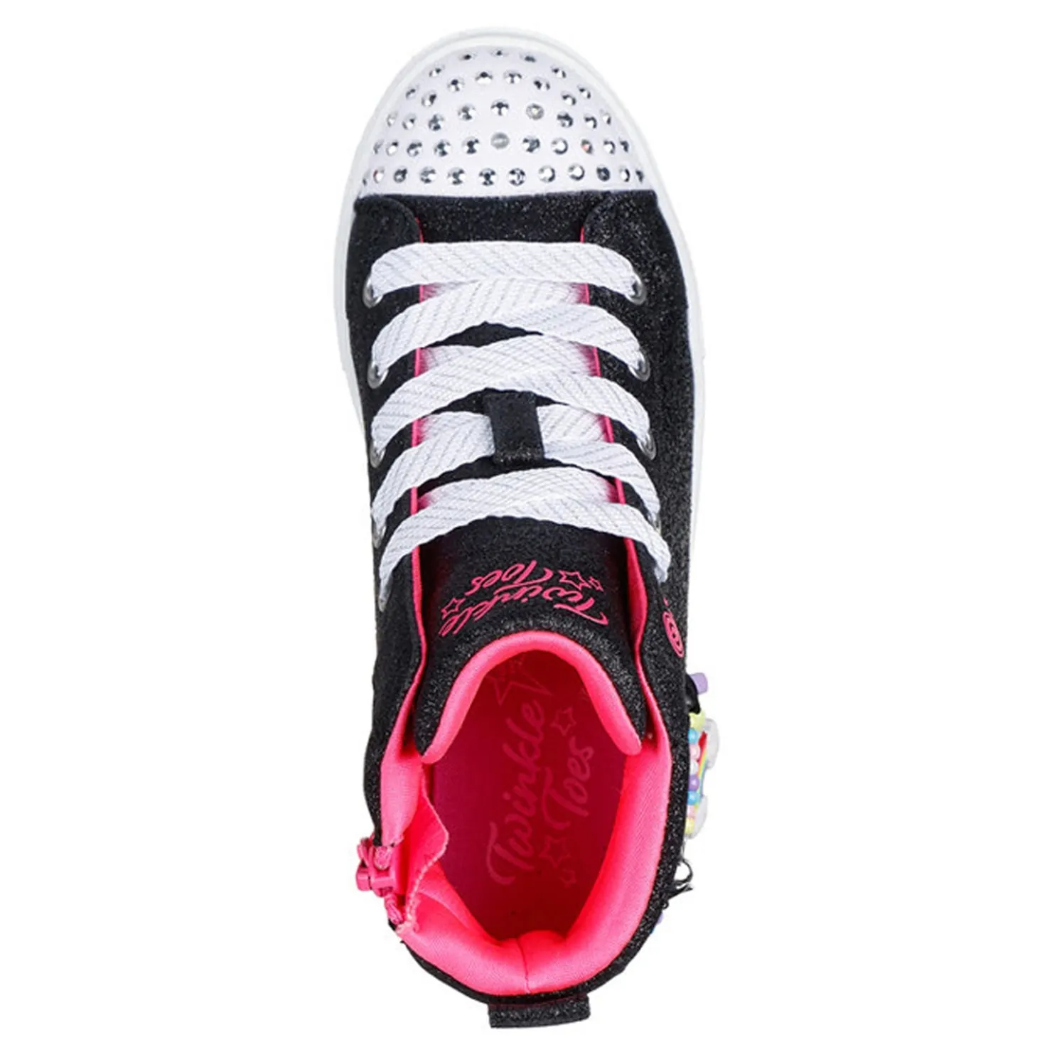 Little Kid (10.5-3)*Skechers Girl's , Twinkle Toes: Twinkle Sparks - Charm Bestie High Top Sneaker - Little Kid Black