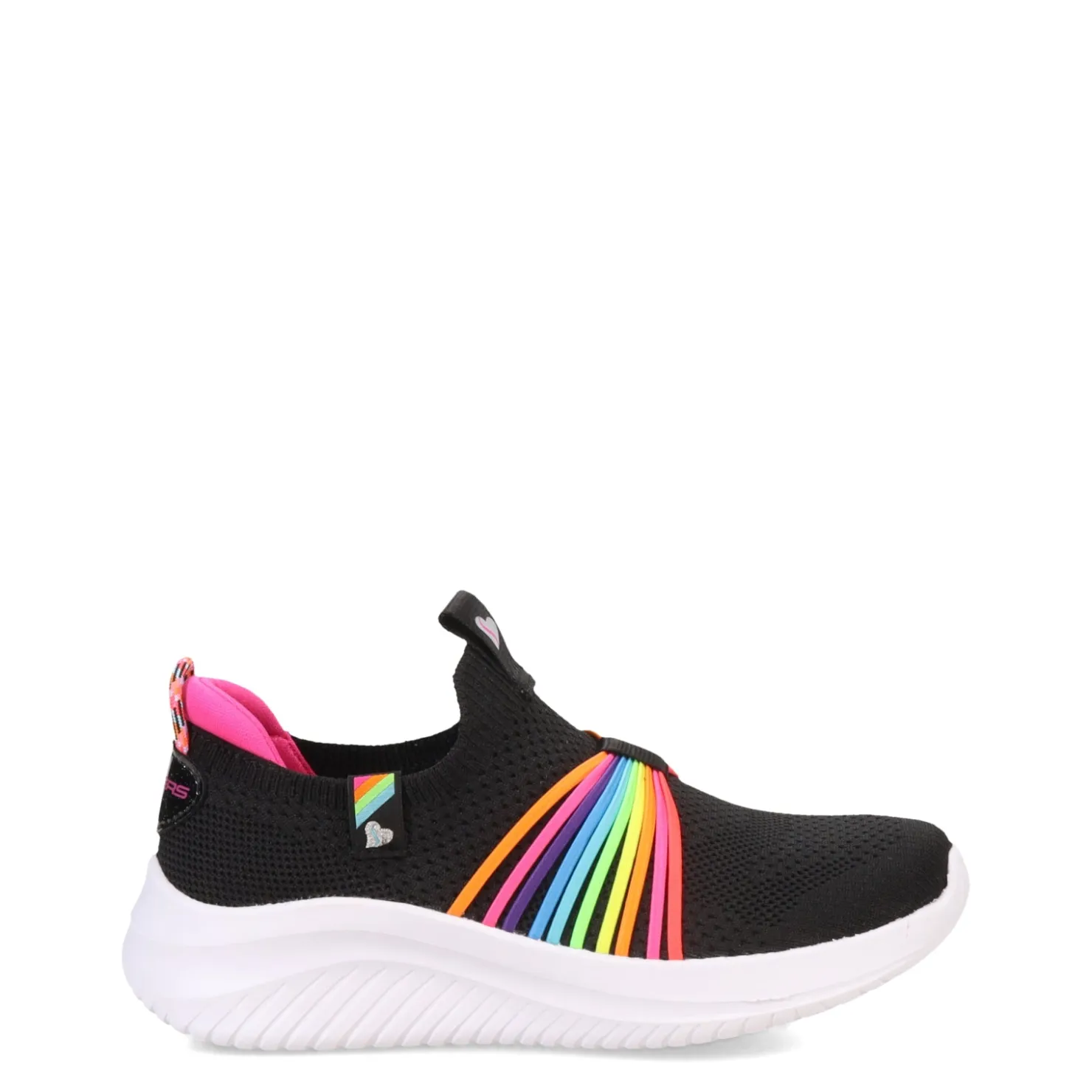 Slip On Shoes*Skechers Girl's , Ultra Flex 3.0 - Rainbow Speed Sneaker – Little Kid Black Multi