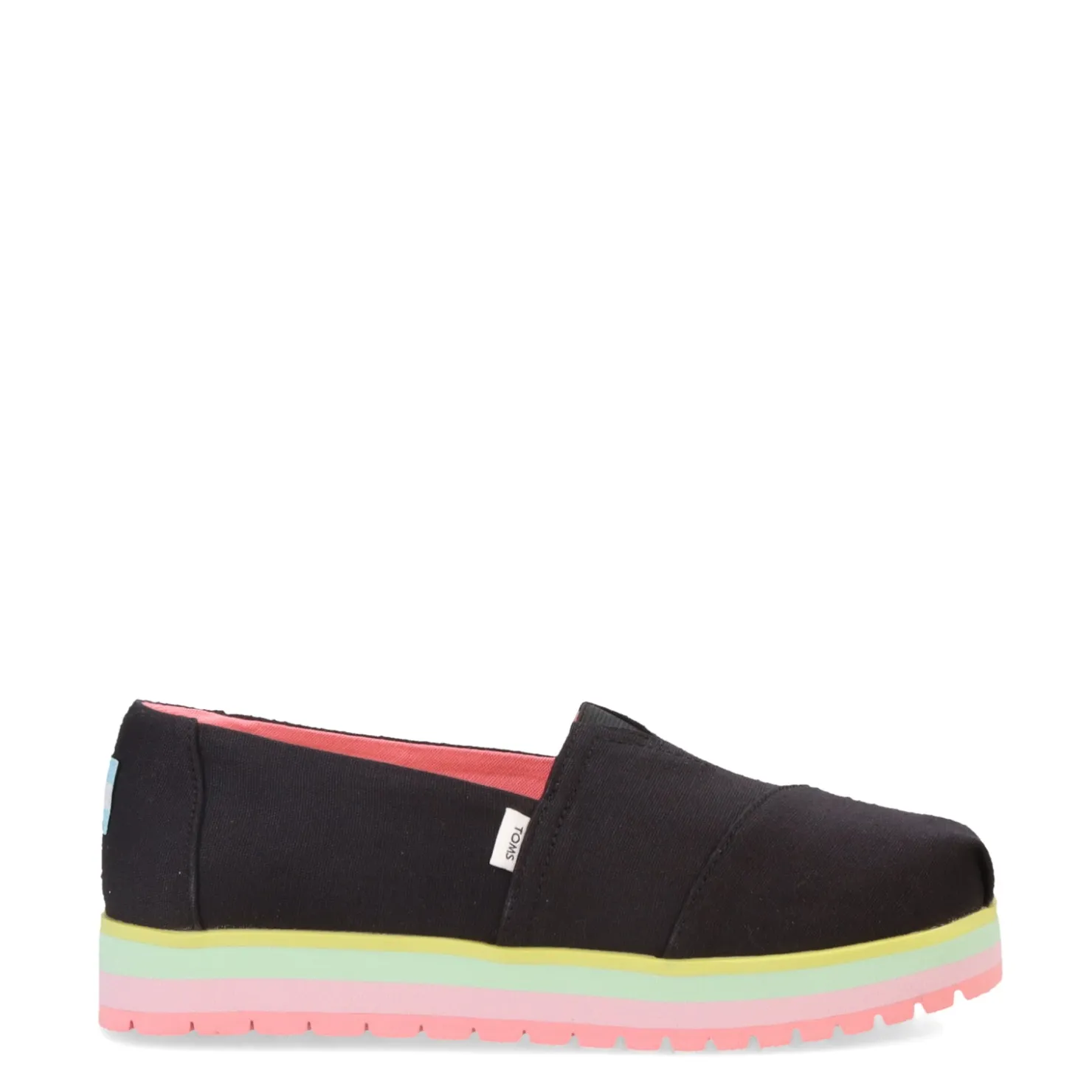 Big Kid (3.5-7)*TOMS Girl's , Alpargata Platform Slip-On - Little Kid & Big Kid Black Pastel Multi