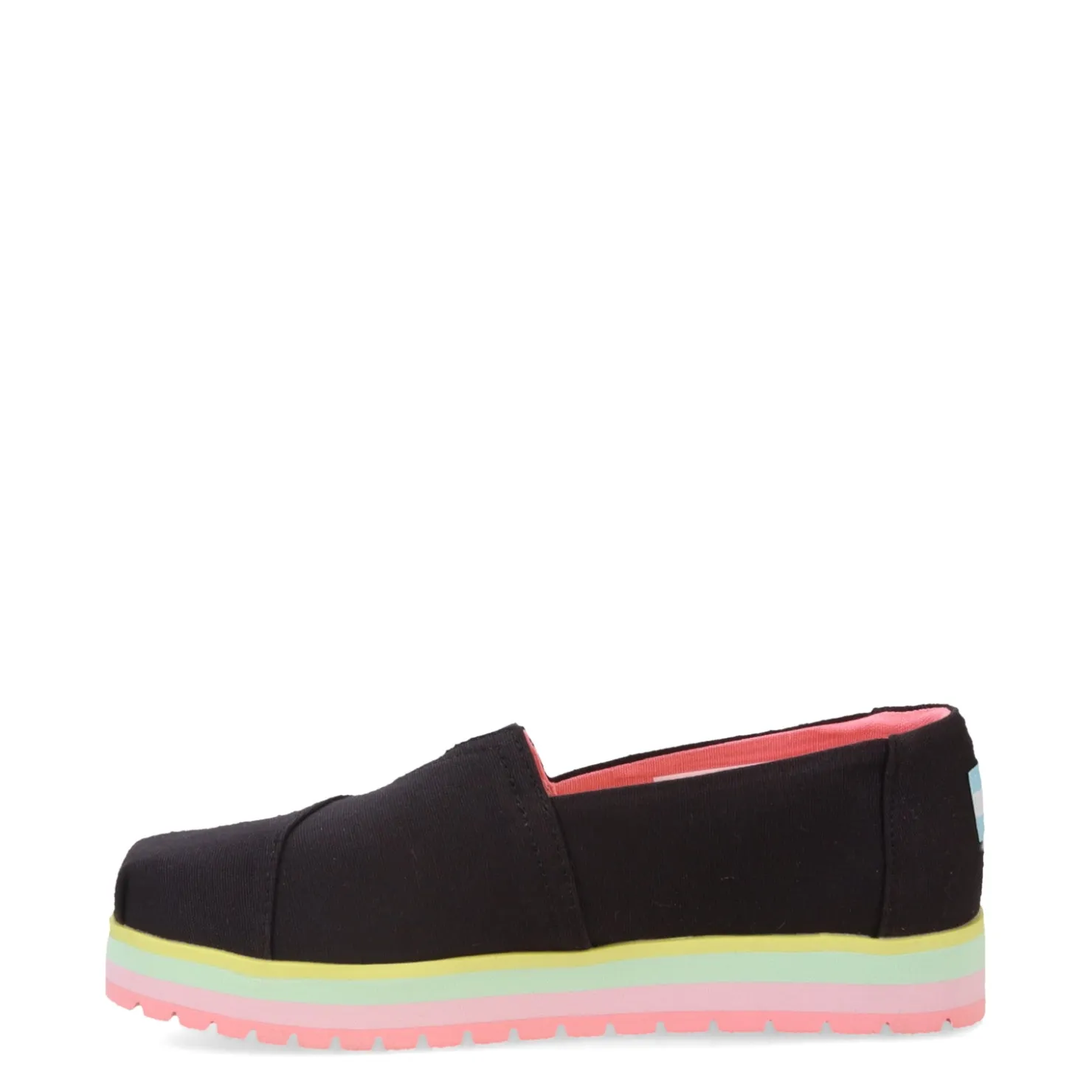 Big Kid (3.5-7)*TOMS Girl's , Alpargata Platform Slip-On - Little Kid & Big Kid Black Pastel Multi