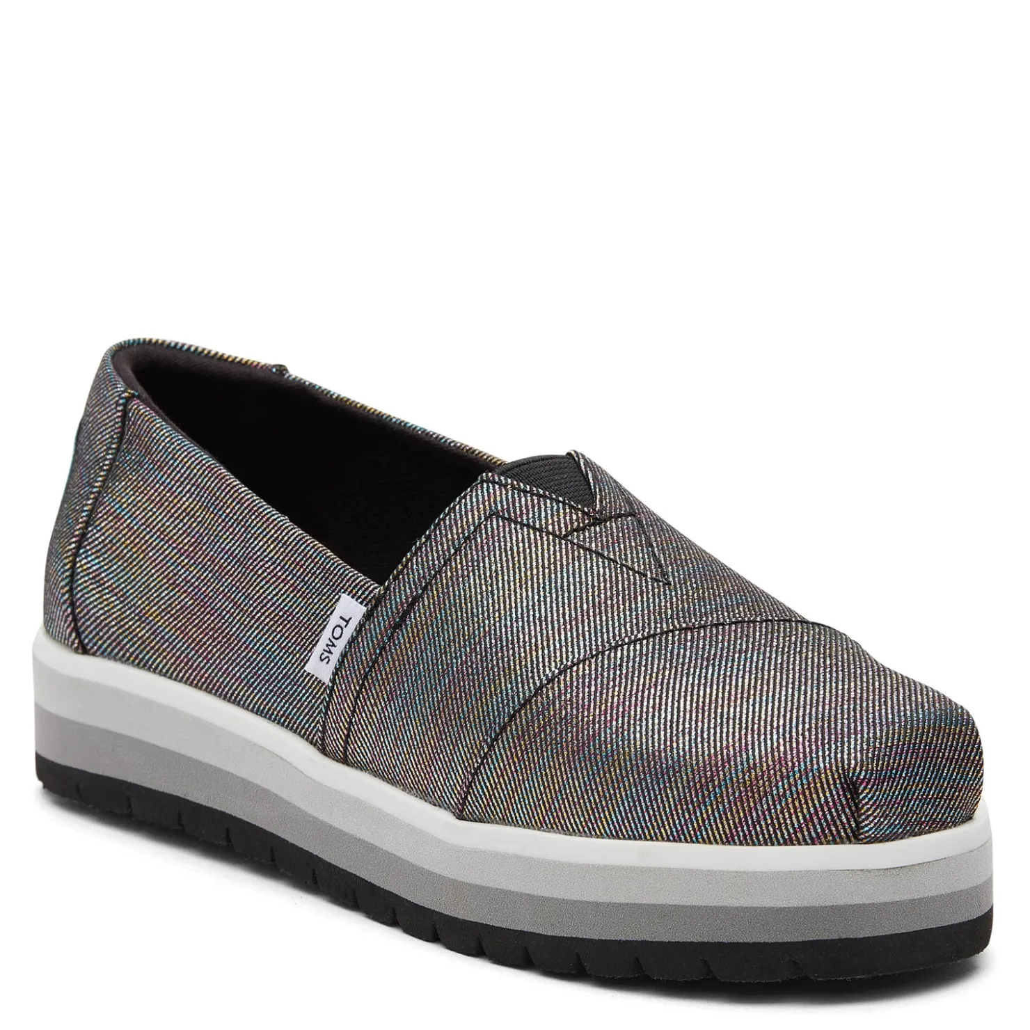 Big Kid (3.5-7)*TOMS Girl's , Alpargata Platform Slip-On - Little Kid & Big Kid Black Glimmer
