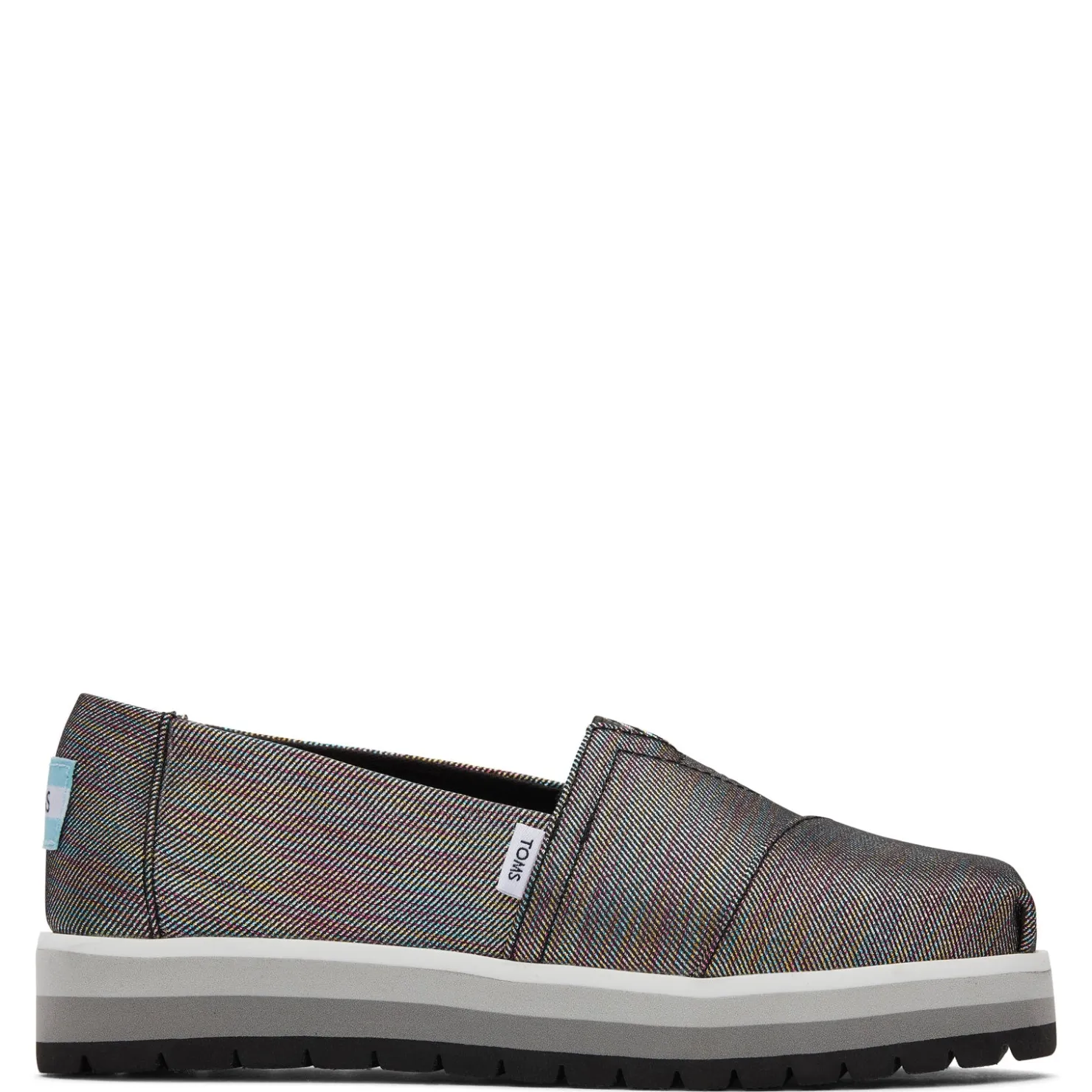Big Kid (3.5-7)*TOMS Girl's , Alpargata Platform Slip-On - Little Kid & Big Kid Black Glimmer