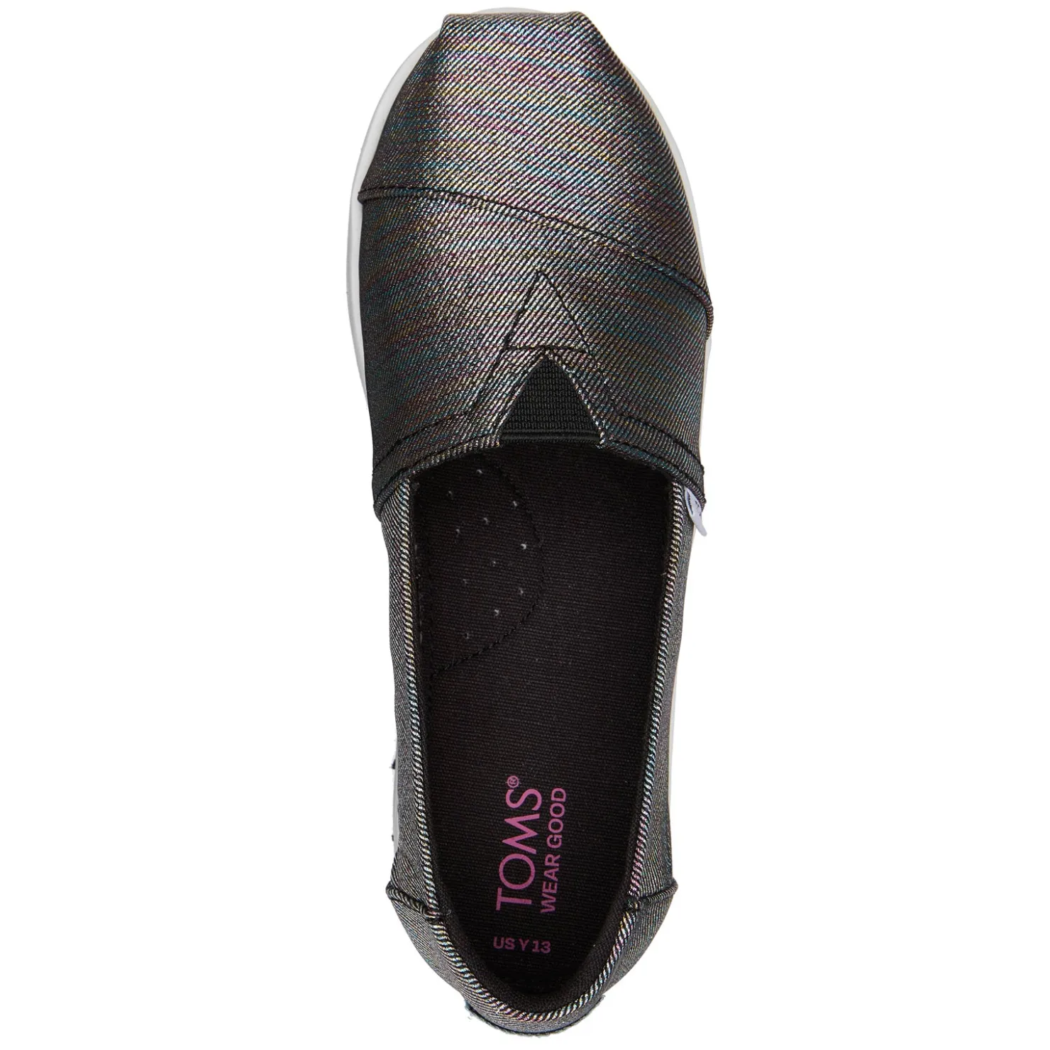 Big Kid (3.5-7)*TOMS Girl's , Alpargata Platform Slip-On - Little Kid & Big Kid Black Glimmer