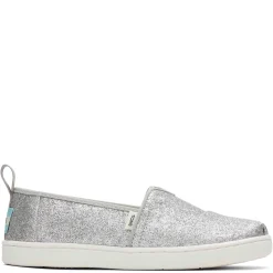 Flats*TOMS Girl's , Alpargata Slip-On - Little Kid & Big Kid Silver Glitter