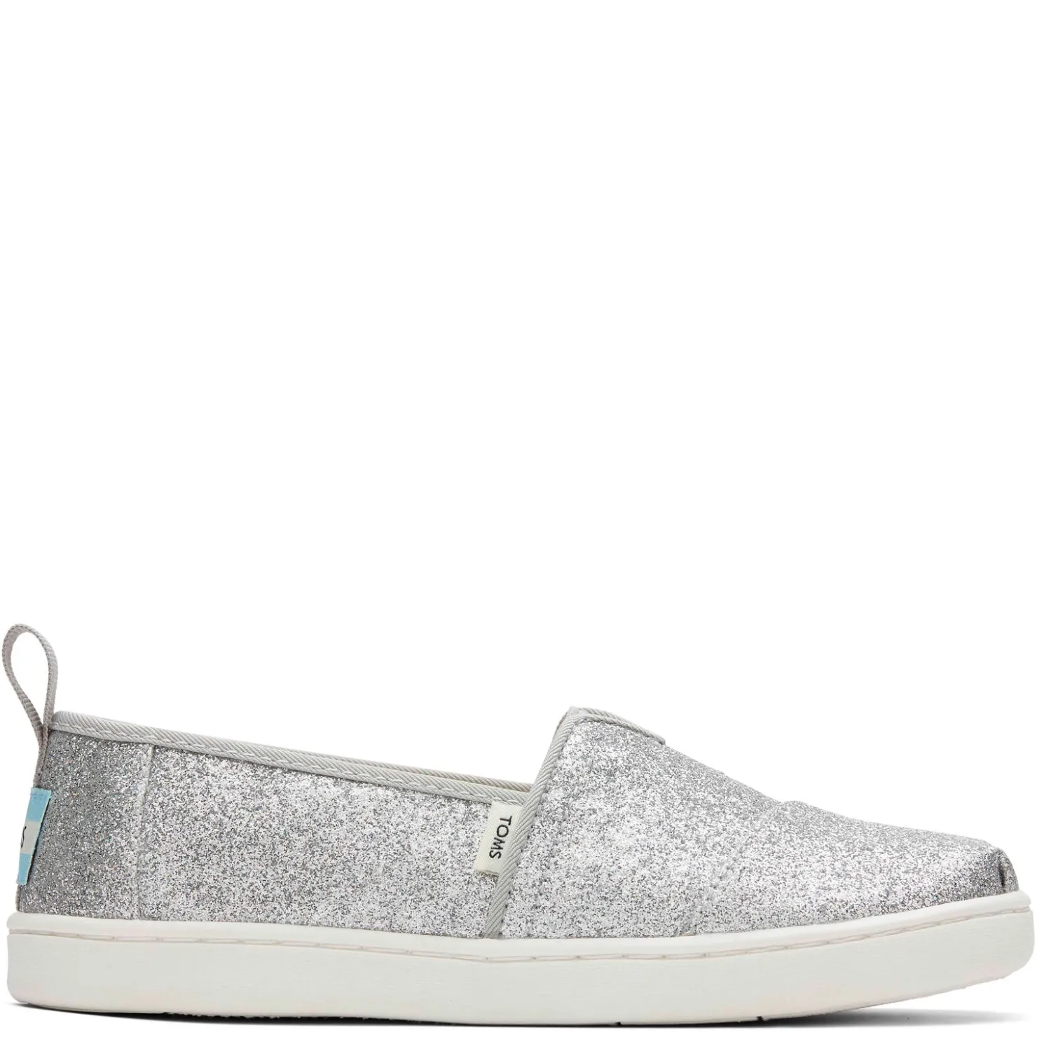 Flats*TOMS Girl's , Alpargata Slip-On - Little Kid & Big Kid Silver Glitter