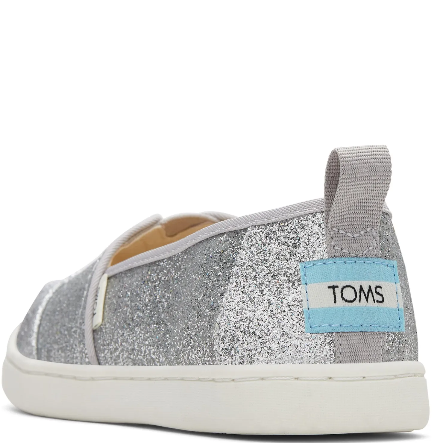 Flats*TOMS Girl's , Alpargata Slip-On - Little Kid & Big Kid Silver Glitter